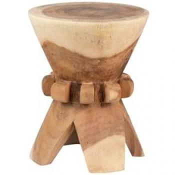 Mesa Auxiliar/Taburete de Madera de Mango Natural 40x40x50cm - Diseño Elegante y Moderno