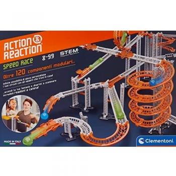 Clementoni - Acción & Reaccione-Speed Race, Juego de construcción, Pista Biglia para niños, Marble Run, Juego científico 8 años + Made in Italy, Multicolor, 19260