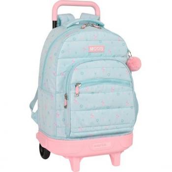 Mochila Grande con Ruedas Compact Extraíble Moos 'Garden' Safta Azul Turquesa 33x22x45 cm
