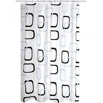 MSV Cortina de Baño Anti-Bacterias y Antimohos, Poliéster, Negro y Blanco, 22x50x6 cm