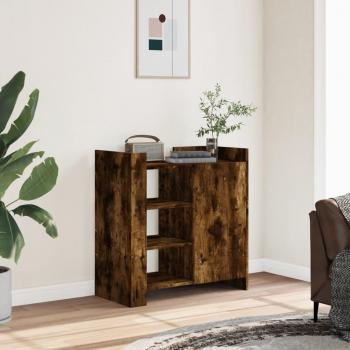 Aparador de madera de ingeniería roble ahumado 73,5x35x75 cm con características de armario, almacenamiento y auxiliar en color marrón