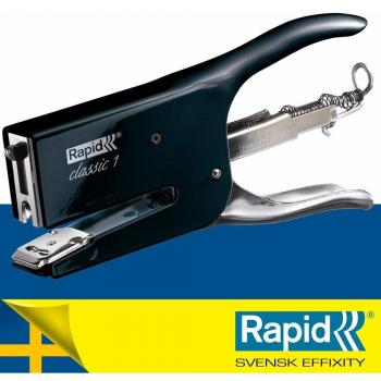 Grapadora de pinza Rapid K1 Classic Retro - Agrafes 26/6 y 26/8 - Capacidad 50 hojas - Metal negro