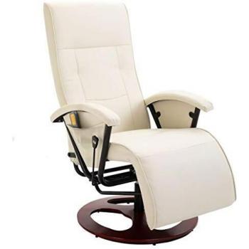 vidaXL Sillón Eléctrico de Masaje Ajustable Cuero Sintético Blanco Silla Relax