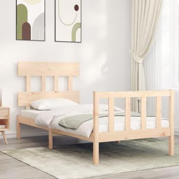 Cabecero único redondo en madera maciza Waistbed con estructura de cama Vidaxl Marrón