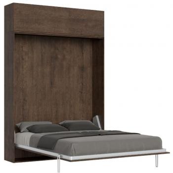 Cama abatible Kentaro 140 vertical con mueble superior de nogal