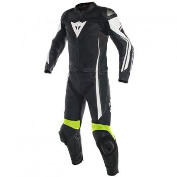 Dainese 1513459-Q90-50 Mono de piel, Negro/Blanco/Fluo Amarillo, 50