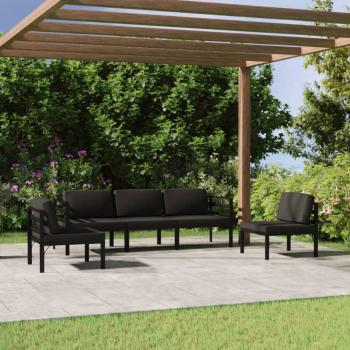 5-Piece Anthracite Aluminum Garden Lounge Set with Cushions