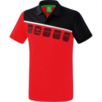 Erima 5-C Short Sleeve Polo Shirt for Children - Red/Black/White, Unisex, Size 140 cm