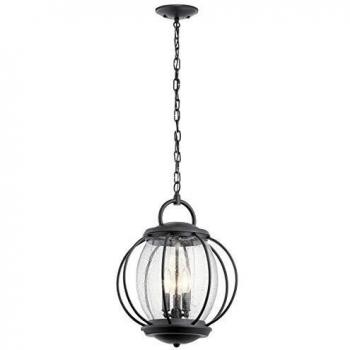 Linterna de jardín Vandalia, lámpara colgante de 3 luces, linterna de cadena de techo ligera para exteriores, color negra, casquillo E14