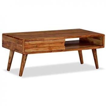 vidaXL Madera Maciza Mesa Centro Acacia con Cajón 100x50x40 cm Comedor Hogar