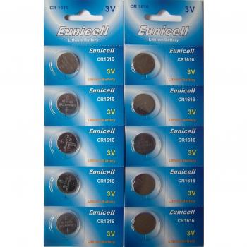 10 x Eunicell CR1616 3 V baterías de litio