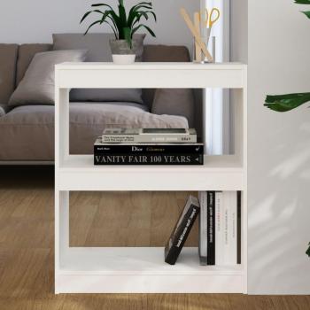 Librería/Partición de Madera de Pino Sólido Blanco 60x30x71,5 cm
