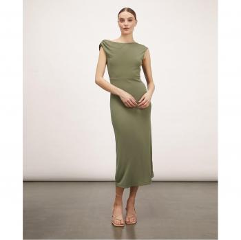 Vestido midi con drapeado lateral y abertura en la espalda
