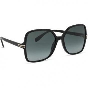 Marc Jacobs MJ 1105/S Stylish Sunglasses, Black, Female, Size: 57 MM, Square Shape, Shiny Finish, Dark Grey Gradient Lenses
