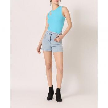 Short de denim Naf Naf con abalorios y bolsillos, talla 38
