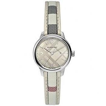 BURBERRY WOMEN'S 32MM LEATHER BAND STEEL CASE SWISS QUARTZ WATCH BU10113