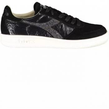 Diadora Black Fabric Sneaker - EU38.5/US8.5, Sneakers, female, Black, Size: 8 1/2 US Black Lace-Up Sneakers with Swarovski Crystals