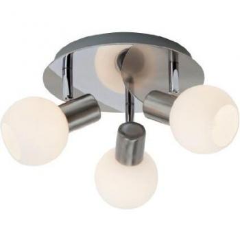 Lámpara de Techo Tiara 3 Focos E14 Ajustables Acero y Blanco 40W