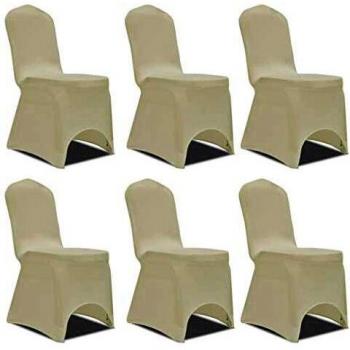 Set de 6 Fundas ajustadas para sillas, color crema