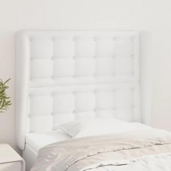 Cabecero de oreja blanco en cuero sintético 93x23x118/128 cm