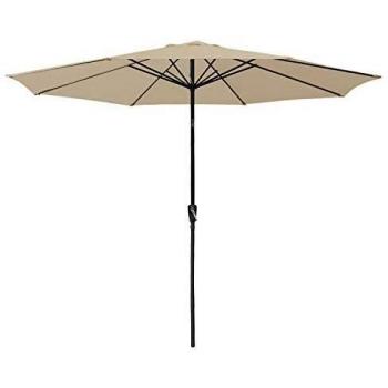 Sombrilla Redonda Recta Hapuna 3,30m Beige con Tejido de Poliéster Impermeable y Estructura de Aluminio Inclinable