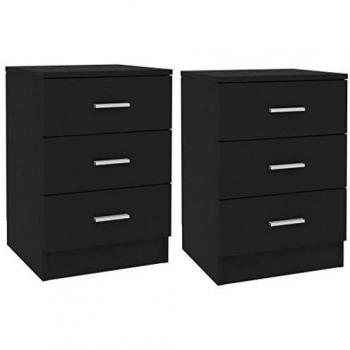 vidaXL Bedside Cabinets 2 pcs Black 38x35x56 cm Engineered Wood