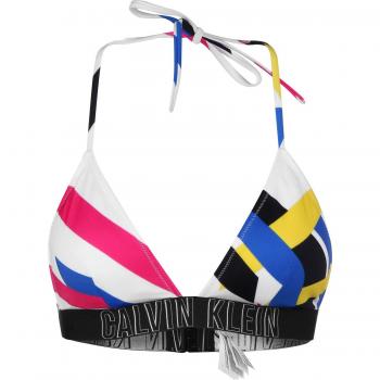 Calvin Klein Fixed Triangle-RP-Stripe Parte Superior de Bikini, Rayas Cruzadas, XS para Mujer