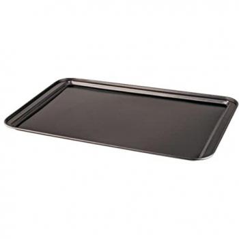 Bandeja de horno llana galletera de acero antiadherente, soporta hasta 250 ºC, apta para lavavajillas (Gris, 42 x 28,5 x 1,8 cm)
