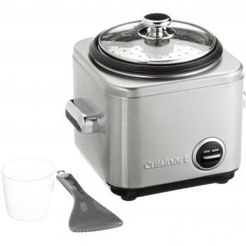 CUISINART CRC400E Arrocera multifunción para 6 Personas con Bandeja de Acero INOX para Pescado, Carne y Verduras al Vapor, función Mantener el Calor, Tapa Vidrio Transparente, 450 W