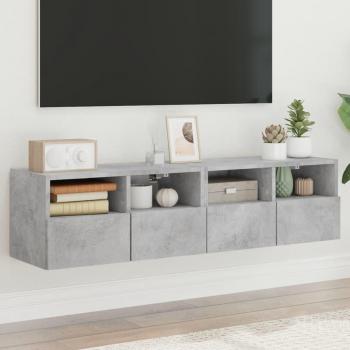 Mueble de TV de pared 2 uds madera ingeniería gris hormigón 60x30x30 cm vidaXL