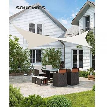 SONGMICS 3 x 4 m Vela de Sombra, para Jardín, Resistente a la Intemperie Protección Solar, PES Poliéster, 93% BloqueUV, Blanco GSH34IVV1