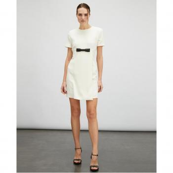 Motivi - Elegante vestido tubo con lazo decorativo y escote redondo