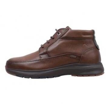 Botín Plano Impermeable de Piel para Hombre Fluchos F2066 Marrón Talla 45 con Suela Ancha de Goma