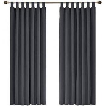 Amazon Brand - Umi Cortinas Modernas Aislamiento Termico de Salon para Ventanas Dormitorio Moderno con Trabillas 2 Piezas 140 x 180 cm Gris Claro