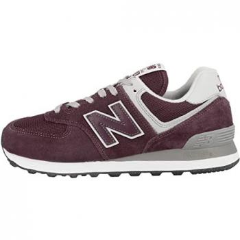 New Balance Women's 574 Core Sneakers - Burgundy/Beige, Size 7.5