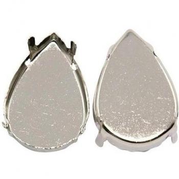 Ajustes de garra de rhinestone de laton para cabujones de gota del Rhinestone, el color de platino, 30x20x0.3 mm, agujero: 1.8 mm; aptos para 20x30 mm rhinestone