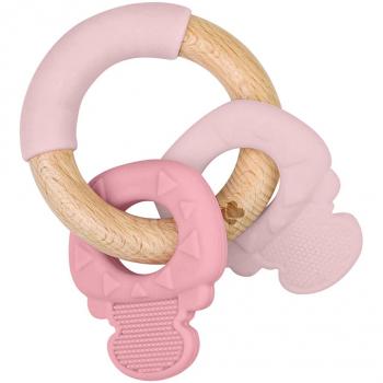 Mordedor de silicona y madera Keys Rosa, material: silicona y madera, color: rosa, tipo: mordedor, cantidad: 1 unidad