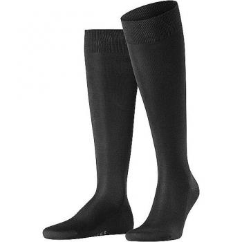 FALKE Tiago Men's Knee Socks - Organic Cotton, Logo, Long, Solid Black, Size 45/46