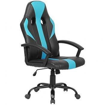 Silla de oficina gaming Success en piel sintética azul claro y negra, con elevación a gas y función de inclinación ajustable