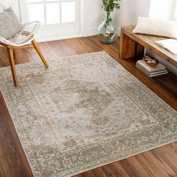 Surya Alfombra Vintage Lavable Plegable Oriental Verde y Marrón 160x213 cm