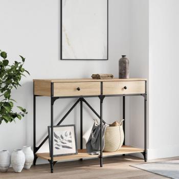 Mesa consola de roble Sonoma 100x39x78,5 cm madera multicapa marrón