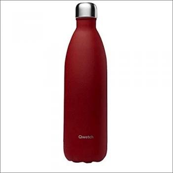 Botella Isotérmica Qwetch Granite Roja 1L - Acero Inoxidable, 24h Frío y 12h Calor, Ecológica y Reutilizable