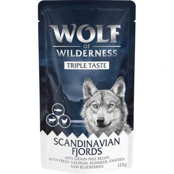 Wolf of Wilderness Triple Taste 12 x 125 g - Scandinavian Fjords - Salmón, Reno y Pollo