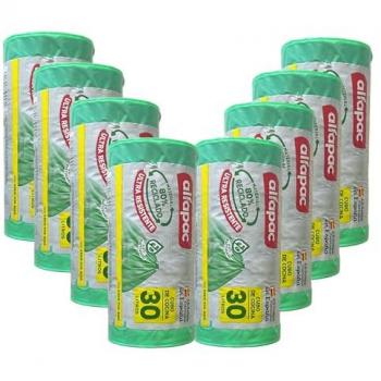Bolsas de basura antibacterias 30L autocierre, 80% reciclado, ultra resistentes, triple capa, antigoteo, 8 rollos de 15 bolsas (120 bolsas)