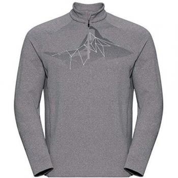 Odlo Midlayer 1/2 Zip Glade-Grey Melange/Placed Print Fw19, Jersey para Hombre, Hombre, 527112-10681, Grey Melange/Placed Print fw19, S