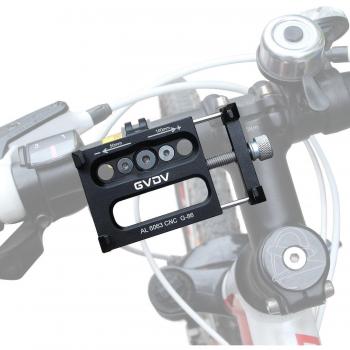 GVDV Soporte Movil para Bicicleta, Moto, Bici, MTB y GPS, Aleación de aluminio, Firme y Ligero 360°Rotación para telefono de 3.5 hasta 6.2, Diámetro 23.5mm-40mm para manillar, Negro