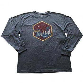 Marmot Deep Forest tee LS - Camiseta de Manga Larga para Hombre, Hombre, 42050-8550-3-S, Azul Marino Jaspeado, Small