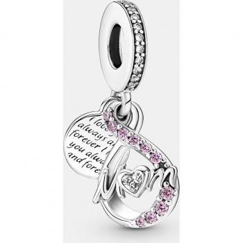 PANDORA Charm Colgante Doble Mamá Infinito en Pavé de Plata de Ley 791468C01