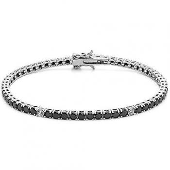 Comete bracciale tennis uomo 20cm argento e zirconi neri e bianchi UBR 990 M20 - Default Title