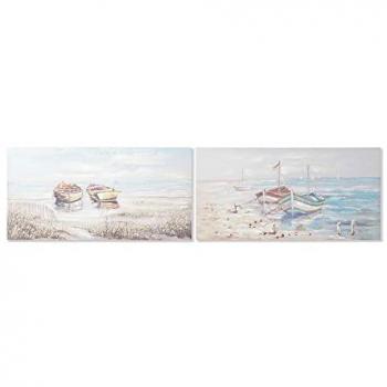 Cuadro DKD Home Decor Barco Mediterráneo (120 x 3 x 60 cm) - Set de 2 Unidades